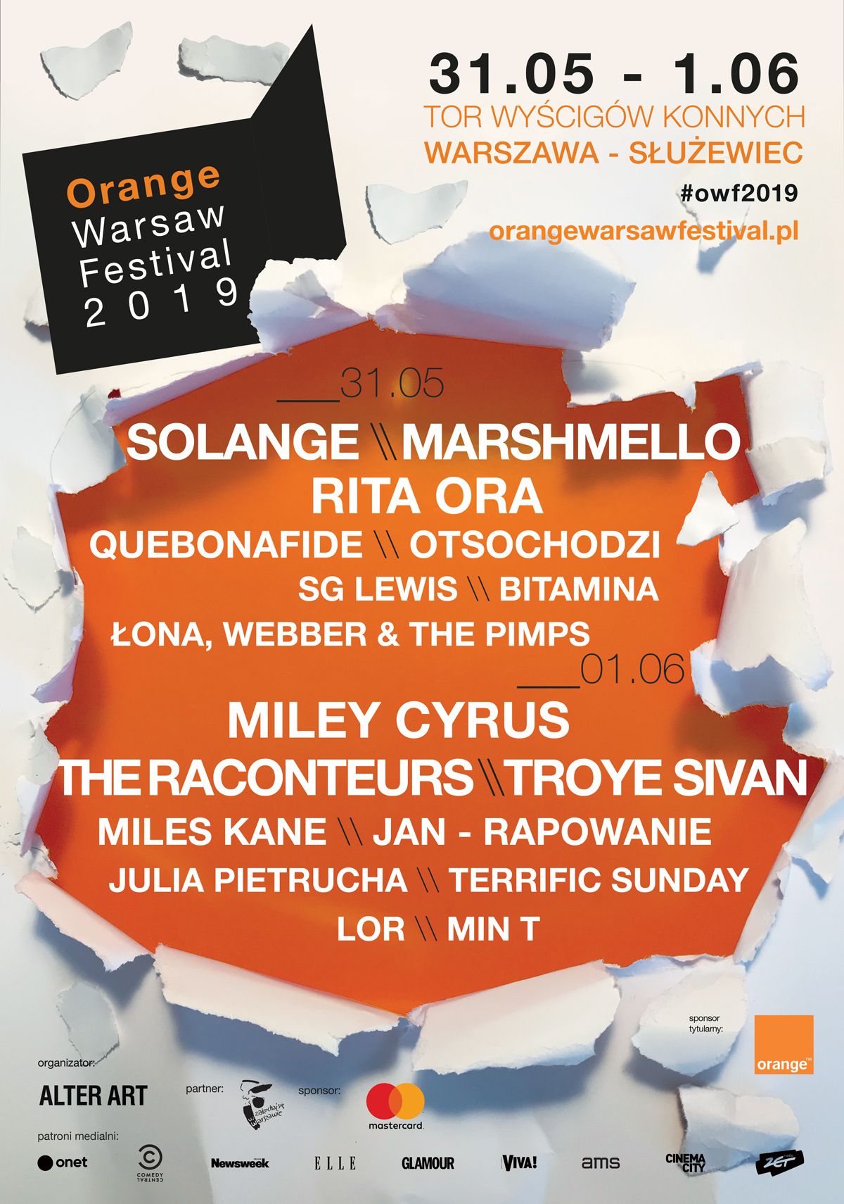 2019 line-up: Miley Cyrus, Solange, Marshmello, The Raconteurs, Troye Sivan, Rita Ora i inni