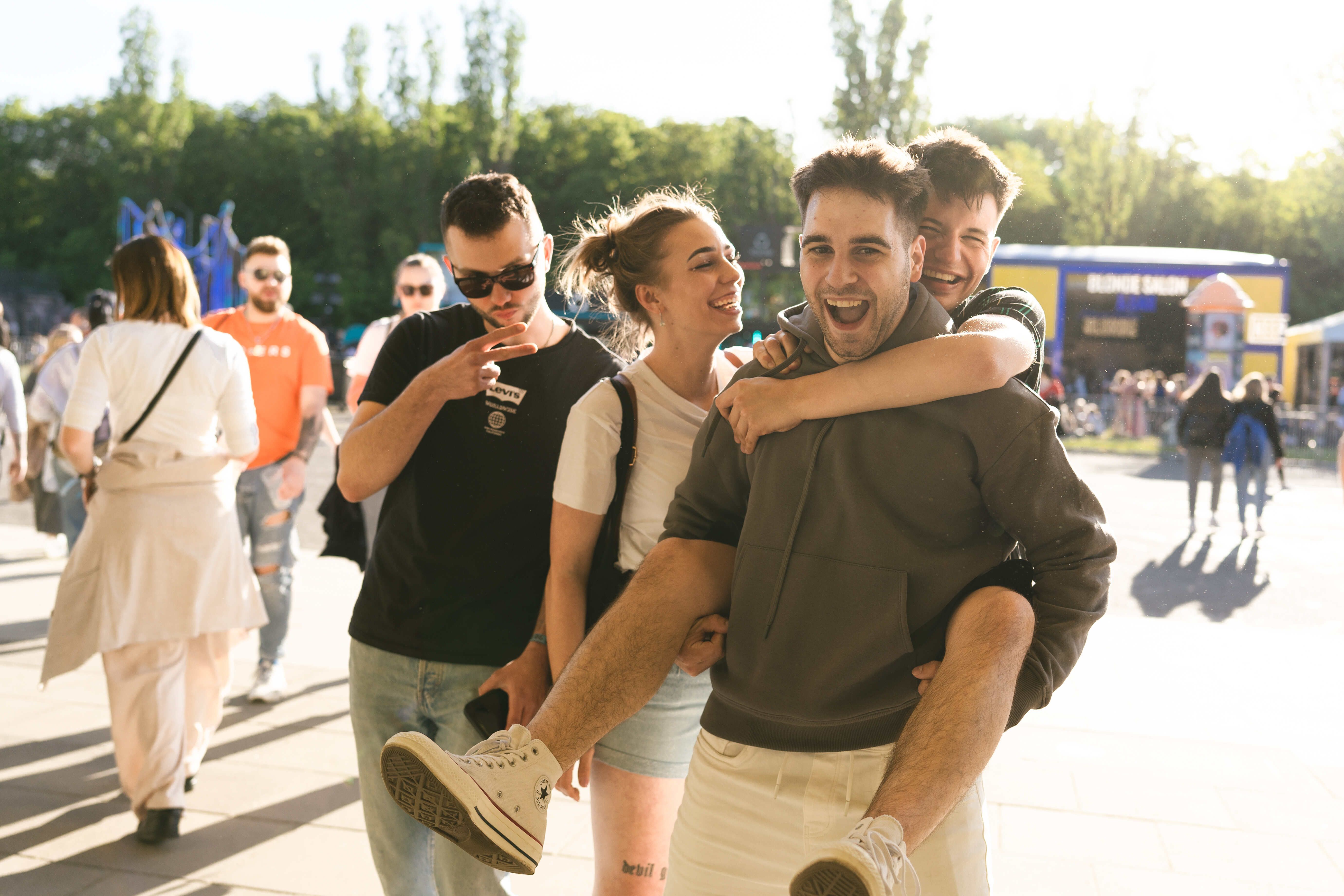 A group of festival goers during the Orange Warsaw Festival 2023